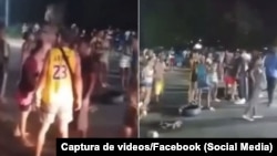 Los manifestantes de la protesta de este sábado en San Francisco de Paula exigían a las autoridades el restablecimiento del servicio de agua potable.