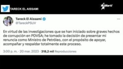 Info Martí | Renuncia Tareck el Aissami, ministro de Petróleo de Venezuela Info Martí | Renuncia Tareck el Aissami, ministro de Petróleo de Venezuela