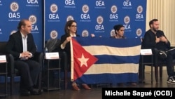 Panelistas en el evento “Cuba, Violaciones a los Derechos Humanos y Libertades Fundamentales: Miedo e Intimidación”, en la sede de la OEA el 18 de abril del 2023.
