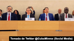 Delegación de Cuba en el EPU, encabezada por el canciller Bruno Rodríguez. La Habana recibió fuertes críticas por la situación de los presos políticos, la pena de muerte, y el nuevo Código Penal.