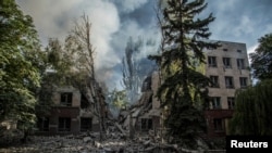 Un edificio, lozalizado en Lysychansk, Ucrania, destruido por un ataque militar durante la invasión de Rusia contra Ucrania.