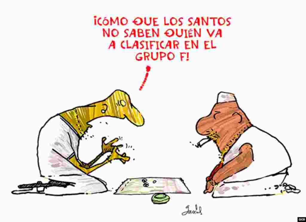 Caricaturas de Garrincha. Los cubanos no quieren perderse el Mundial de Fútbol Rusia 2018.