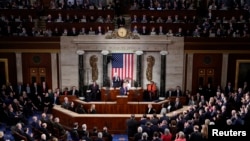 El presidente Donald Trump habla ante el Congreso en su discurso del Estado de la Unión, el 4 de febrero de 2020.