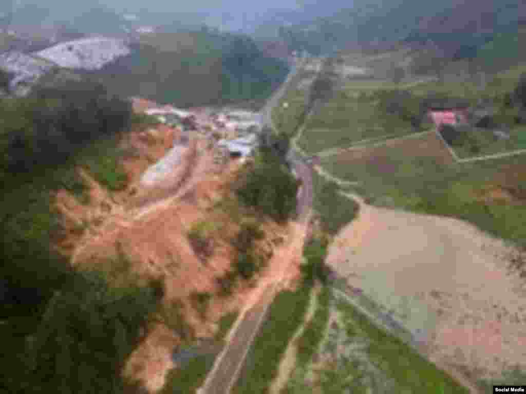 Vista aérea de áreas cercanas a Manicaragua tras el paso de lluvias por la tormenta Eta  Eta /Tomado de Twitter Diario Vanguardia