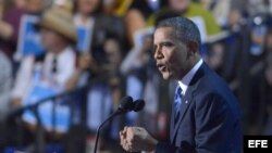 Barack Obama, habla ante los delegados en Charlotte, Carolina del Norte.