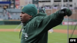 El jugador de los Atléticos Yoenis Céspedes.