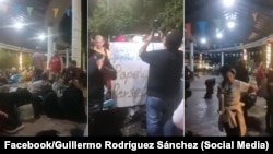 Migrantes se reúnen en el Parque Bicentenario, en Tapachula, para salir en caravana hacia la Ciudad de México. (Captura de video/Facebook)