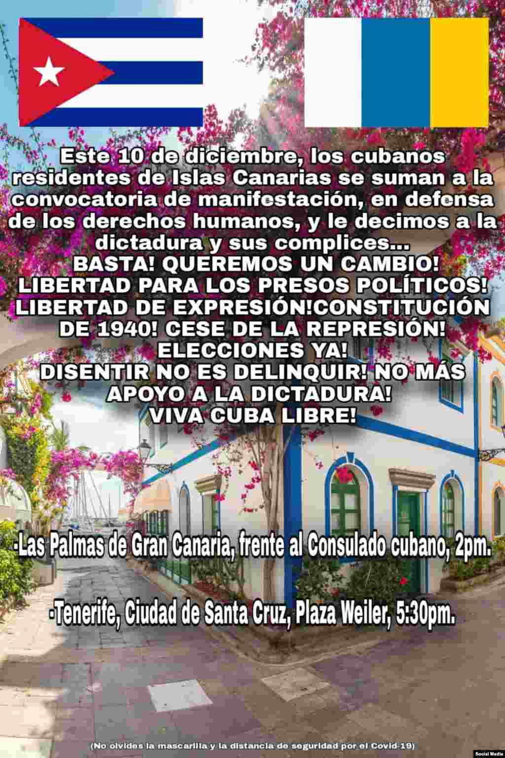 Convocatorias a manifestarse el Día de los Derechos Humanos.