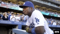 El jugador Yasiel Puig de los Dodgers de Los Ángeles.