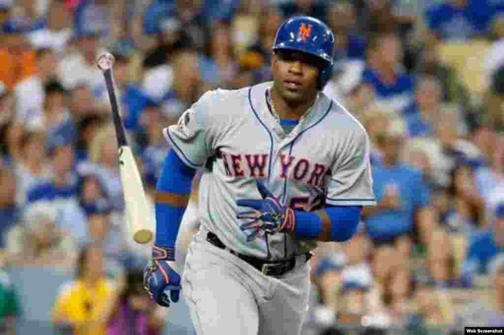 El jardinero cubano Yoenis Céspedes, de los Mets de Nueva York.