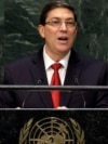El canciller cubano Bruno Rodríguez habla ante la ONU. 