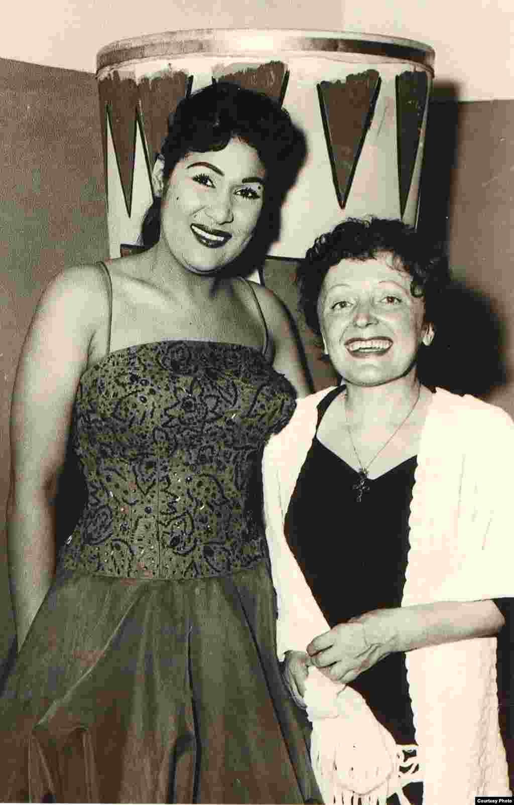 Olga Guillot y Edith Piaf . Fotos: cortesía de Olga María Touzet y Guillot.