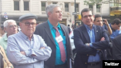 Delegación cubana @LASA2016. De izq. a der. Miguel Barnet, Arturo López Levy y José Ramón Cabañas.