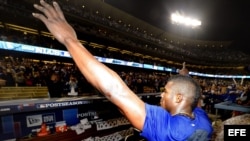 El jugador de los Dodgers de Los Ángeles, Yasiel Puig .