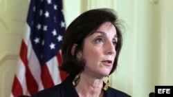Roberta Jacobson, secretaria de Estado adjunta para Asuntos del Hemisferio Occidental, durante una rueda de prensa en La Habana (23 de enero, 2015).