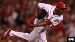 El lanzador zurdo de los Rojos de Cincinnati, Aroldis Chapman.