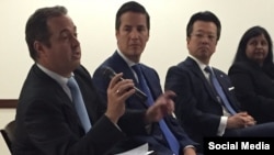 Díaz Rosillo en una conferencia. Foto tomada de Twitter @newamericanecon