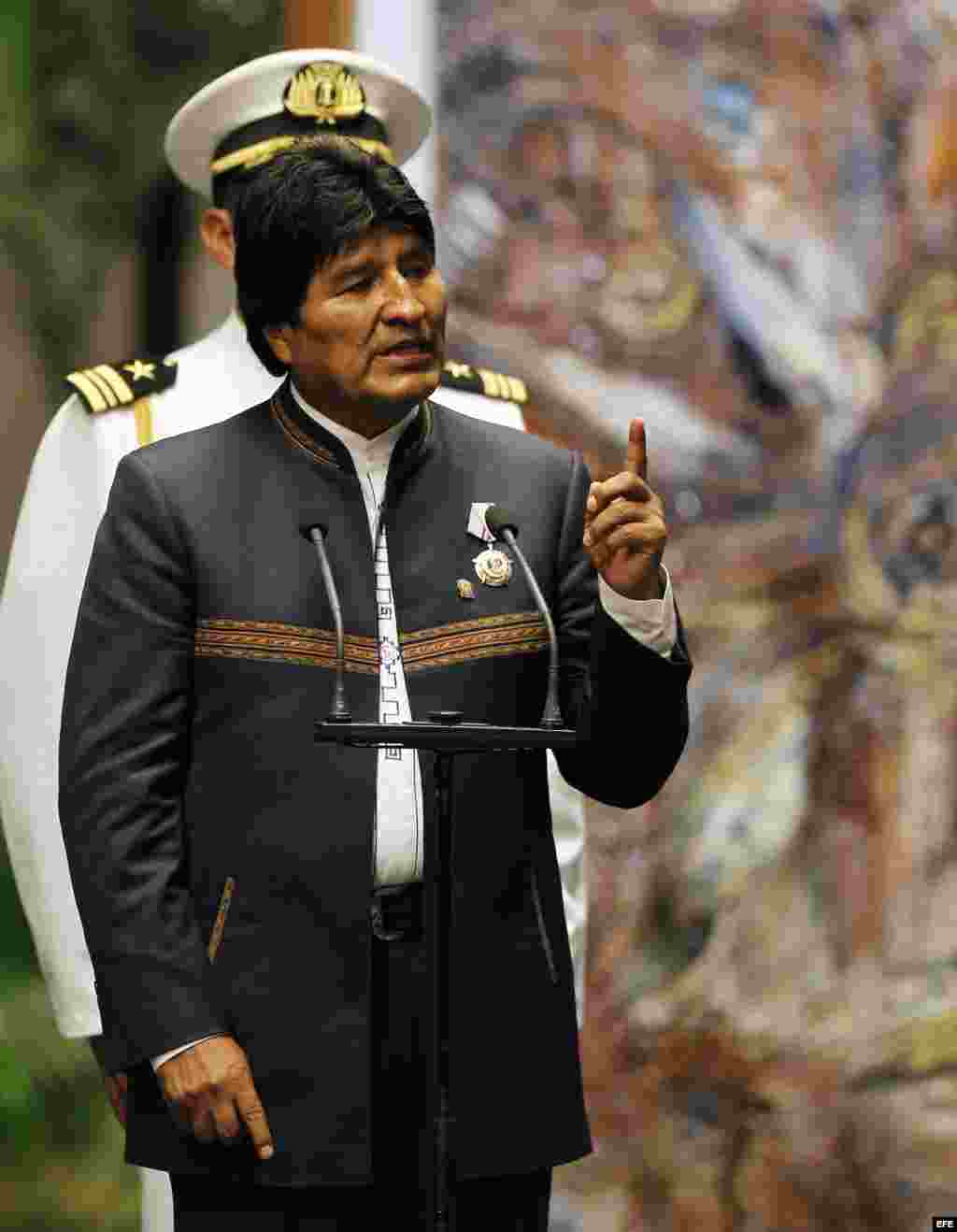 Evo Morales da un discurso tras su condecoración con la orden José Martí, la más alta distinción que otorga el Gobierno cubano.