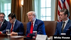 Donald Trump con su gabinete en la Casa Blanca.