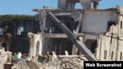 Derrumbe en el hotel Comercio, de Caibarién.