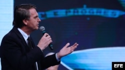 Jair Bolsonaro, del partido Partido Social Liberal (PSL), durante un debate entre candidatos a la presidencia de Brasil.