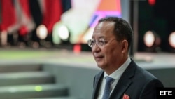 El Ministro de Relaciones Exteriores de Corea del Norte, Ri Yong-ho.